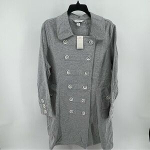 cj banks NWT Gray Double-Breasted Women's 100 % cotton jacket size 1X